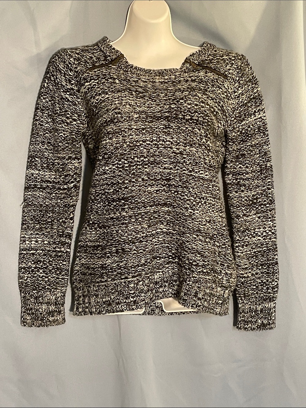 Women’s Marled Black & White Knit Sweater
